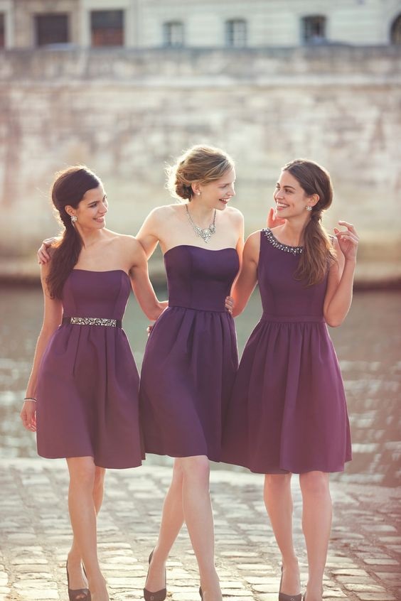 purple bridesmaid dresses for purple gold rustic country wedding